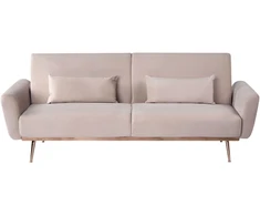 Beliani Trivietė išskleidžiama sofa EINA, veliūrinė, smėlio ir pilkšvai smėlio spalvos