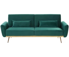 Beliani Trivietė išskleidžiama sofa EINA, veliūras, smaragdinė