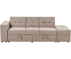 Beliani Trivietė išskleidžiama sofa FALSTER, šviesiai ruda, su daiktadėže