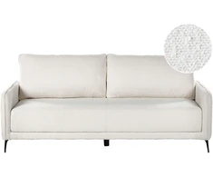 Beliani Trivietė išskleidžiama sofa HEMING, boucle audinys, dramblio kaulo balta