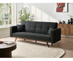 Beliani Trivietė išskleidžiama sofa HJULBY juoda