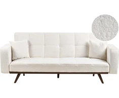 Beliani Trivietė išskleidžiama sofa HJULBY Boucle, kreminės spalvos