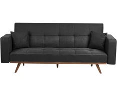 Beliani Trivietė išskleidžiama sofa HJULBY juoda