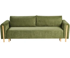 Beliani Trivietė išskleidžiama sofa KVAM, žalia su patalynės dėže