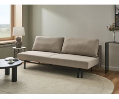 Beliani Trivietė išskleidžiama sofa ROYKKA, smėlio spalvos