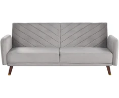 Beliani Trivietė išskleidžiama sofa SENJA, veliūras, šviesiai pilka