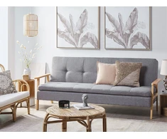 Beliani Trivietė išskleidžiama sofa TJORN šviesiai pilka