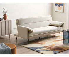 Beliani Trivietė išskleidžiama sofa VAYLA kreminės baltos spalvos