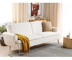 Beliani Trivietė išskleidžiama sofa VETTRE aksominė, kremiškai balta