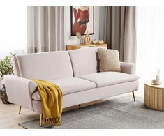 Beliani Trivietė išskleidžiama sofa VETTRE, veliūrinė, šviesiai smėlio spalvos
