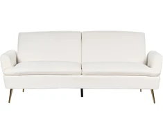 Beliani Trivietė išskleidžiama sofa VETTRE aksominė, kremiškai balta