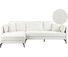 Beliani Trivietė kampinė sofa ALTAN, boucle audinys, dramblio kaulo spalva, dešininė