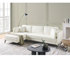 Beliani Trivietė kampinė sofa ALTAN, boucle audinys, dramblio kaulo spalva, dešininė