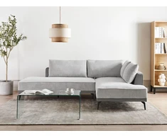Beliani Trivietė kampinė sofa MYKEN šviesiai pilka, kairinė