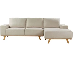 Beliani Trivietė kampinė sofa NORA smėlio spalvos kairinė