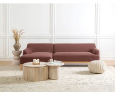 Beliani Trivietė kampinė sofa SOSJO bordo spalvos, dešininė