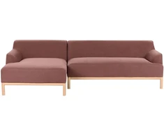 Beliani Trivietė kampinė sofa SOSJO bordo spalvos, dešininė