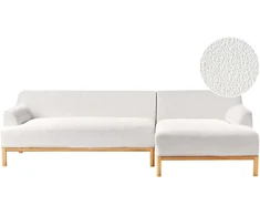 Beliani Trivietė kampinė sofa SOSJO, Boucle audinys, dramblio kaulo spalva, kairinė