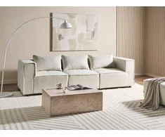 Beliani Trivietė modulinė sofa AXEBO, kreminė balta, „Boucle“ audinys