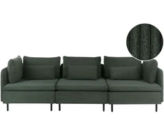 Beliani Trivietė modulinė sofa EGERIS tamsiai žalias velvetas