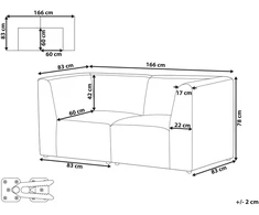Beliani Trivietė modulinė sofa LEMVIG, smėlio spalvos velvetas