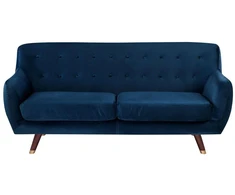Beliani Trivietė sofa BODO, veliūras, tamsiai mėlyna