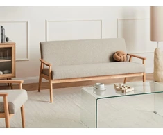Beliani Trivietė sofa ESRUM šviesiai ruda / pilka