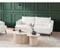 Beliani Trivietė sofa HOBRO, balta, bouclé audinys