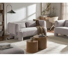 Beliani Trivietė sofa HOGBO smėlio spalvos