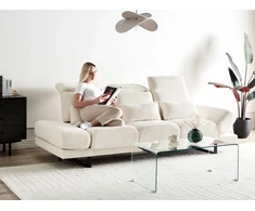 Beliani Trivietė sofa IKAST, velvetinis audinys, šviesiai smėlio spalvos