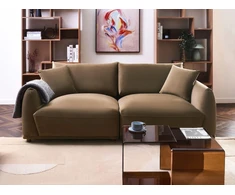 Beliani Trivietė sofa JUBEK, ruda, veliūrinė