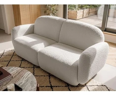 Beliani Trivietė sofa JULE Bouclé, sulaužyta balta