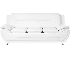 Beliani Trivietė sofa LEIRA, eko oda, balta