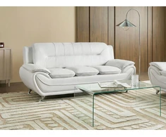 Beliani Trivietė sofa LEIRA, eko oda, balta