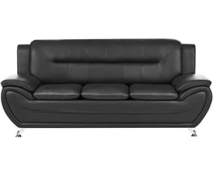 Beliani Trivietė sofa LEIRA, juoda, iš eko odos