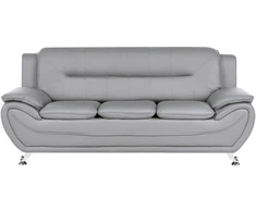 Beliani Trivietė sofa LEIRA, pilka, iš ekologiškos odos