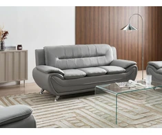 Beliani Trivietė sofa LEIRA, pilka, iš ekologiškos odos