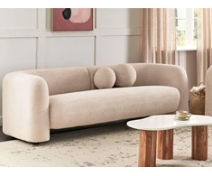 Beliani Trivietė sofa LEIREN Boucle, smėlio spalvos