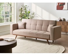 Beliani Trivietė sofa-lova HJULBY Šviesiai ruda