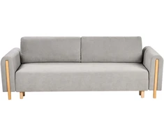Beliani Trivietė sofa-lova KVAM, pilka, su patalynės dėže