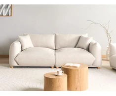 Beliani Trivietė sofa LUVOS smėlio spalvos
