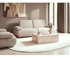 Beliani Trivietė sofa NACKA, buklė audinys, smėlio spalvos