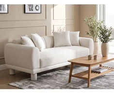Beliani Trivietė sofa PORI, kreminė balta