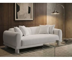 Beliani Trivietė sofa PORI, kreminė balta