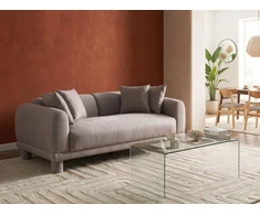 Beliani Trivietė sofa PORI smėlio pilkos spalvos