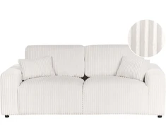 Beliani Trivietė sofa SANDORA iš velveto audinio, kreminė balta