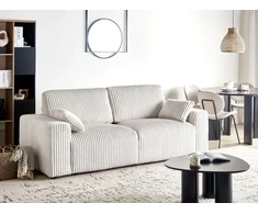 Beliani Trivietė sofa SANDORA iš velveto audinio, kreminė balta