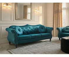Beliani Trivietė sofa „SKIEN“, žydra veliūrinė