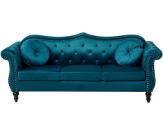 Beliani Trivietė sofa „SKIEN“, žydra veliūrinė
