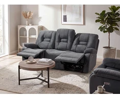 Beliani Trivietė sofa su elektrine relaksacijos funkcija BERGEN Velūras tamsiai pilka